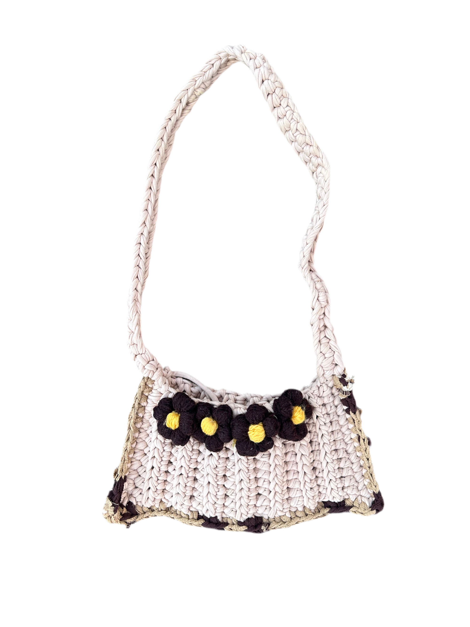 Hand Knitted T-shirt yarn bag