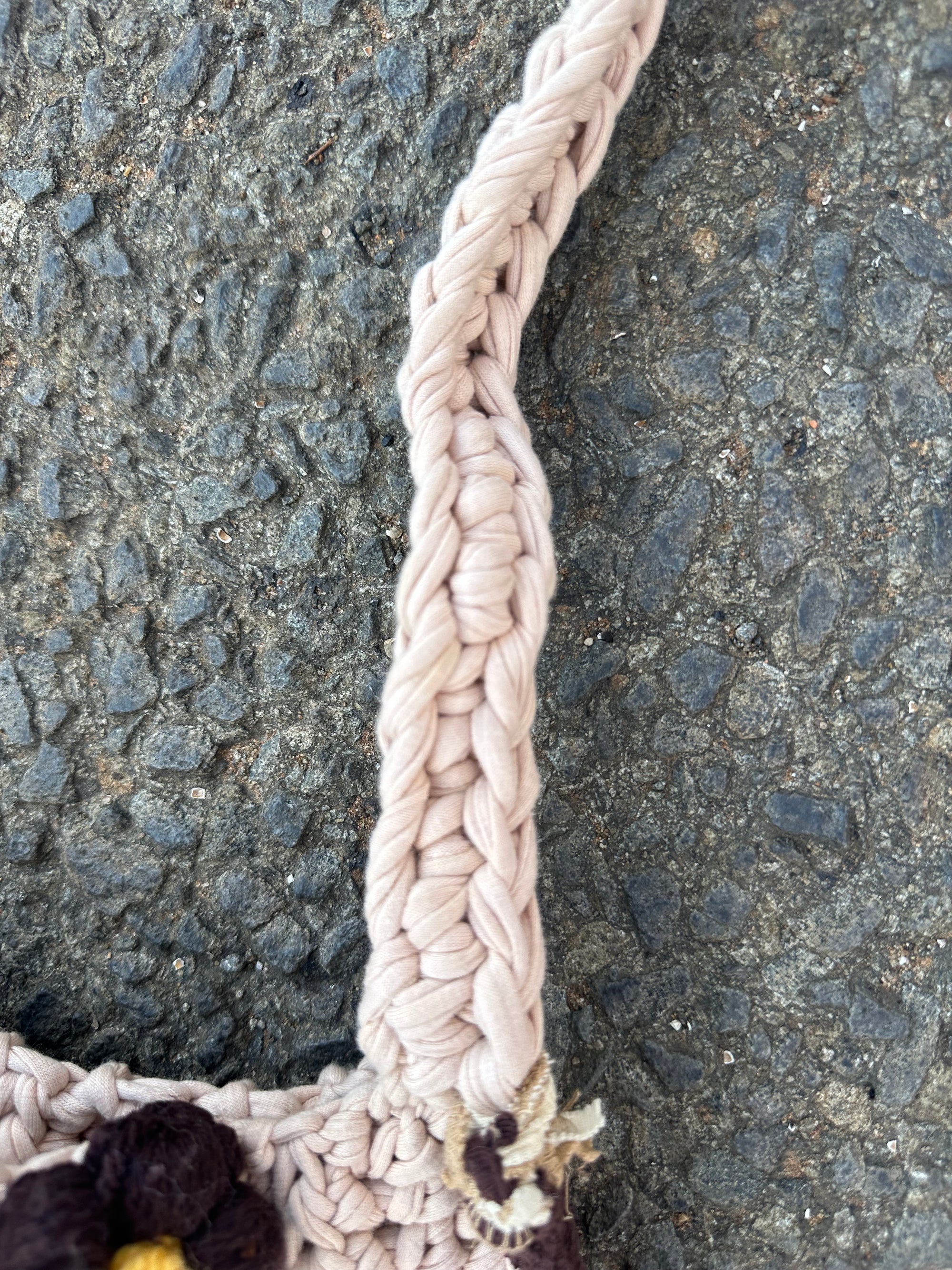 Hand Knitted T-shirt yarn bag