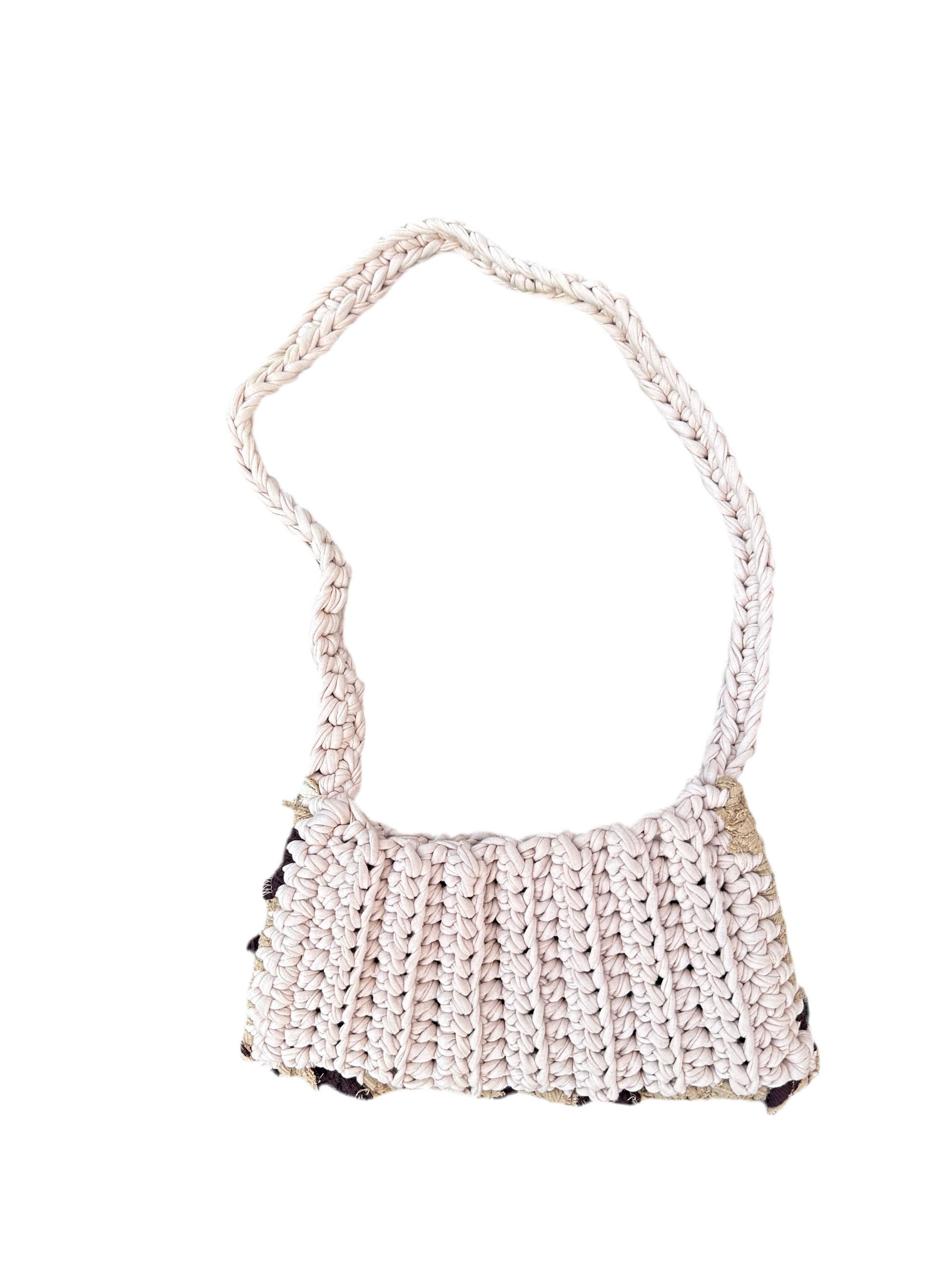 Hand Knitted T-shirt yarn bag