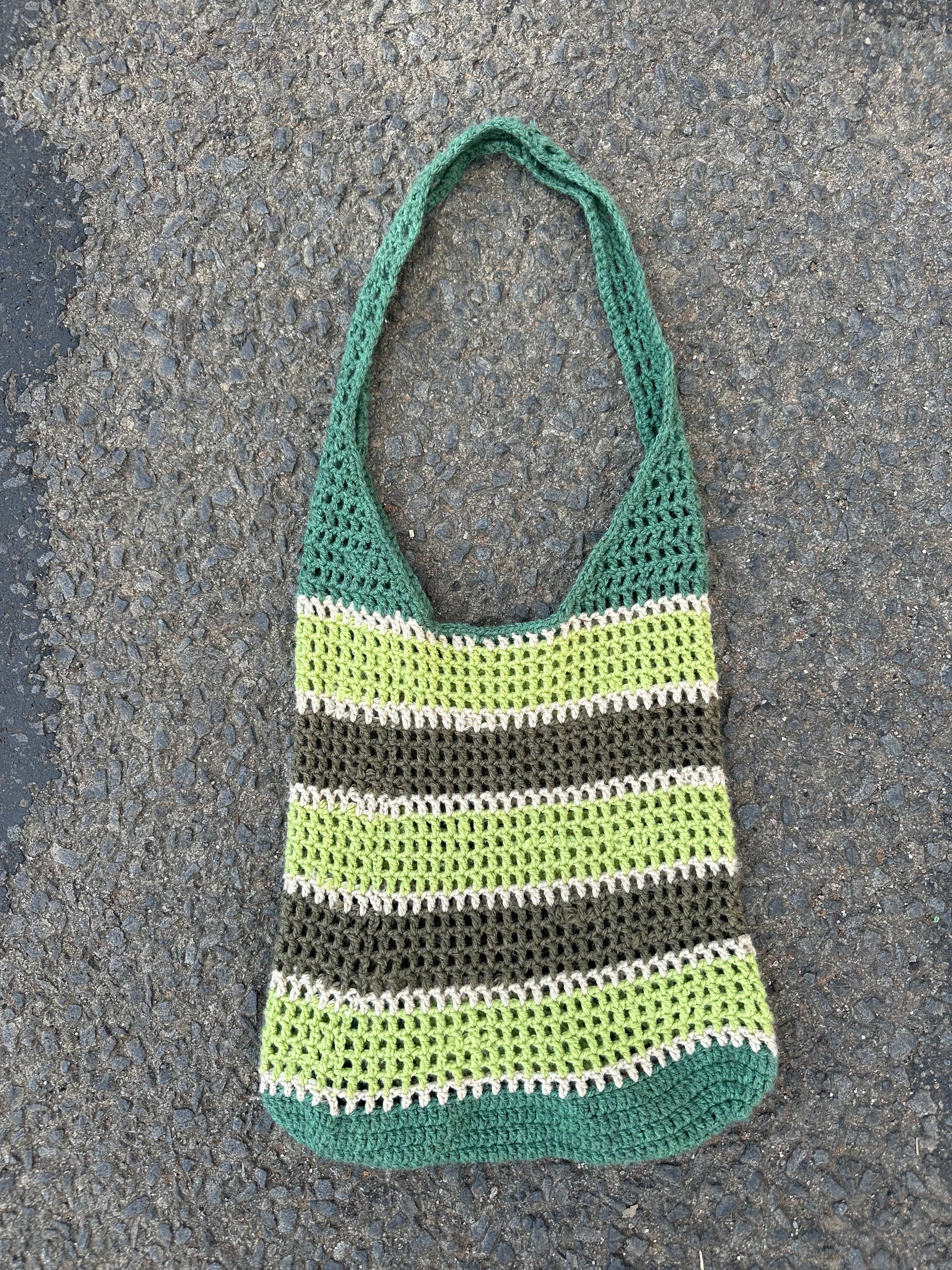 Hand Knitted Crochet Mesh tote bag