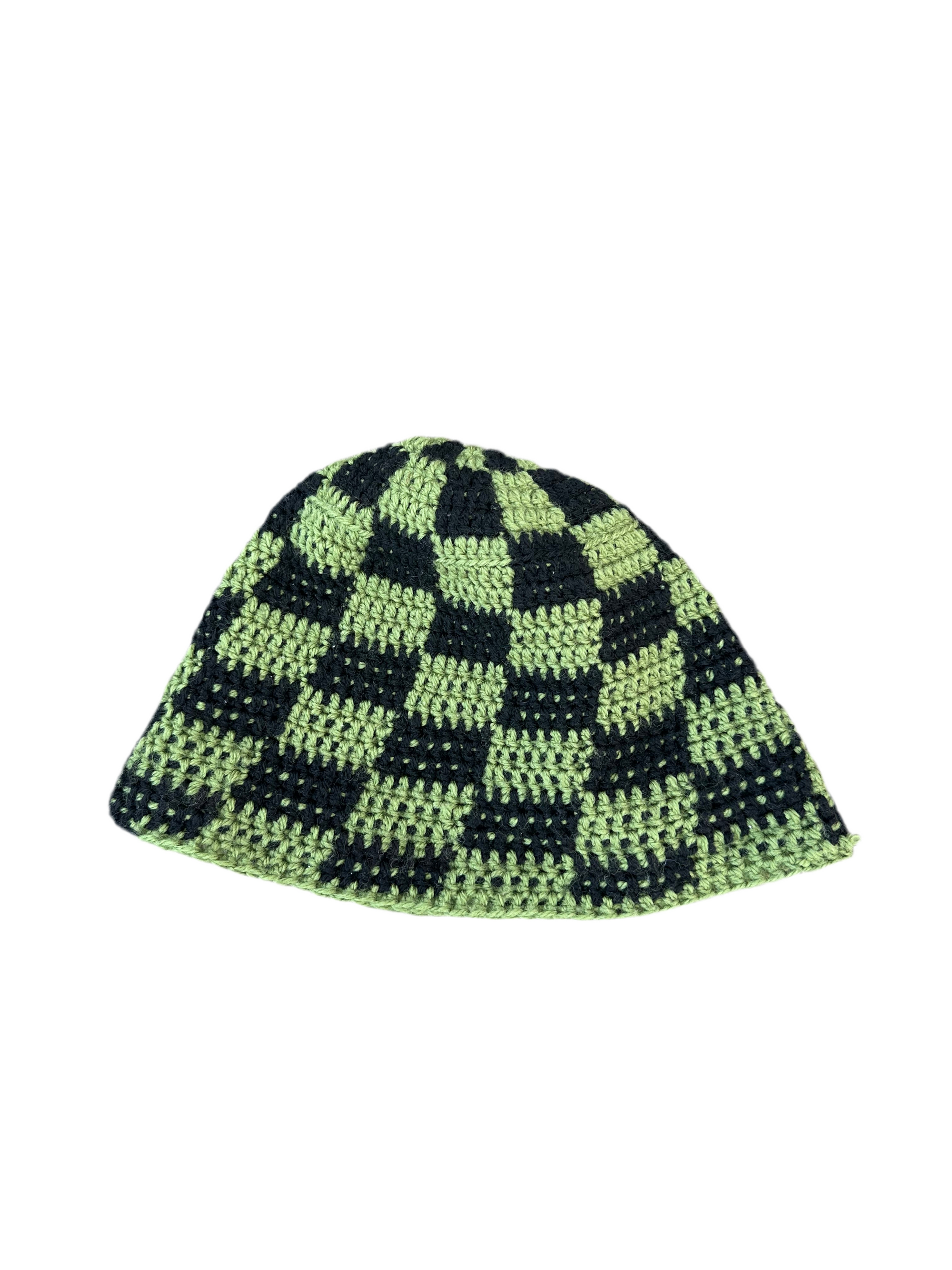 Hand knitted Crochet Checkered beanie