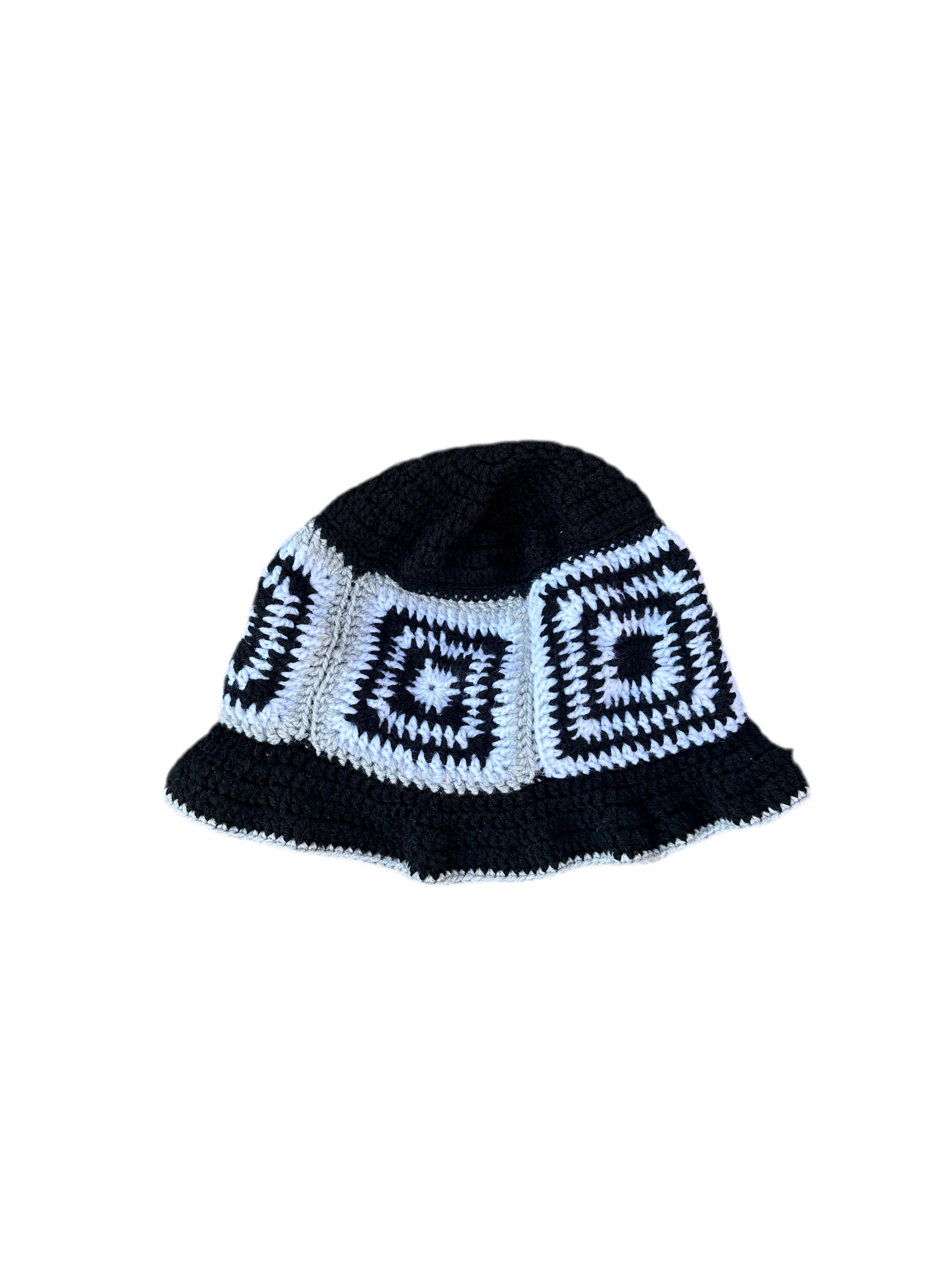 Hand knitted Crochet Granny square bucket hat