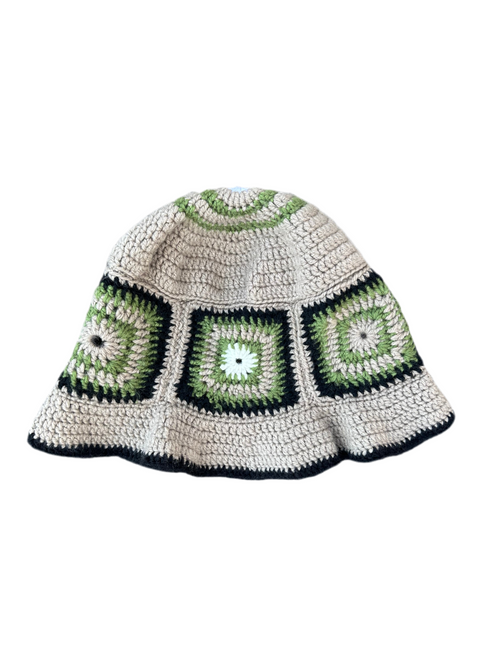 Hand Knitted Crochet Granny square bucket hat