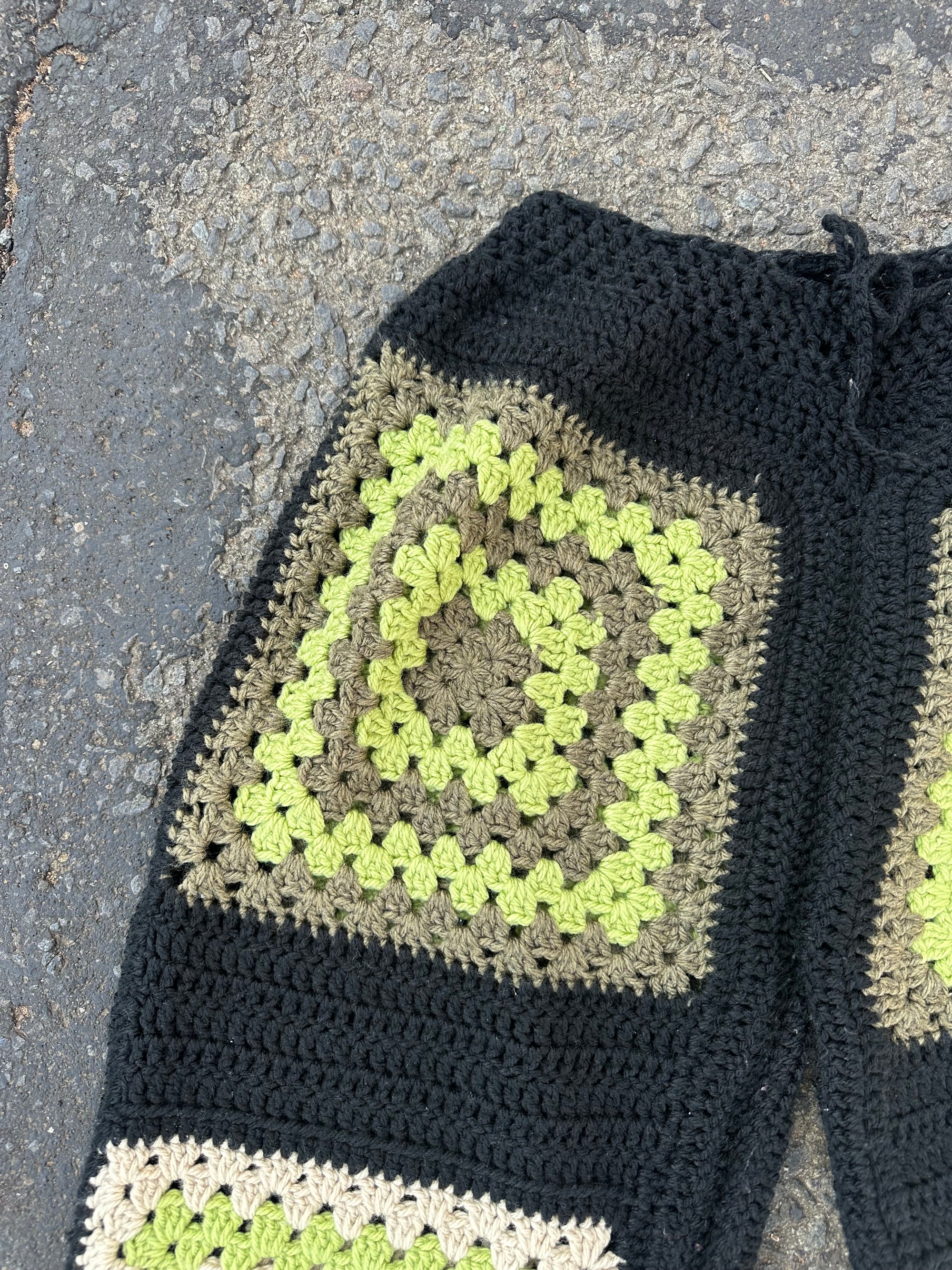 Hand Knitted Crochet long granny square pants