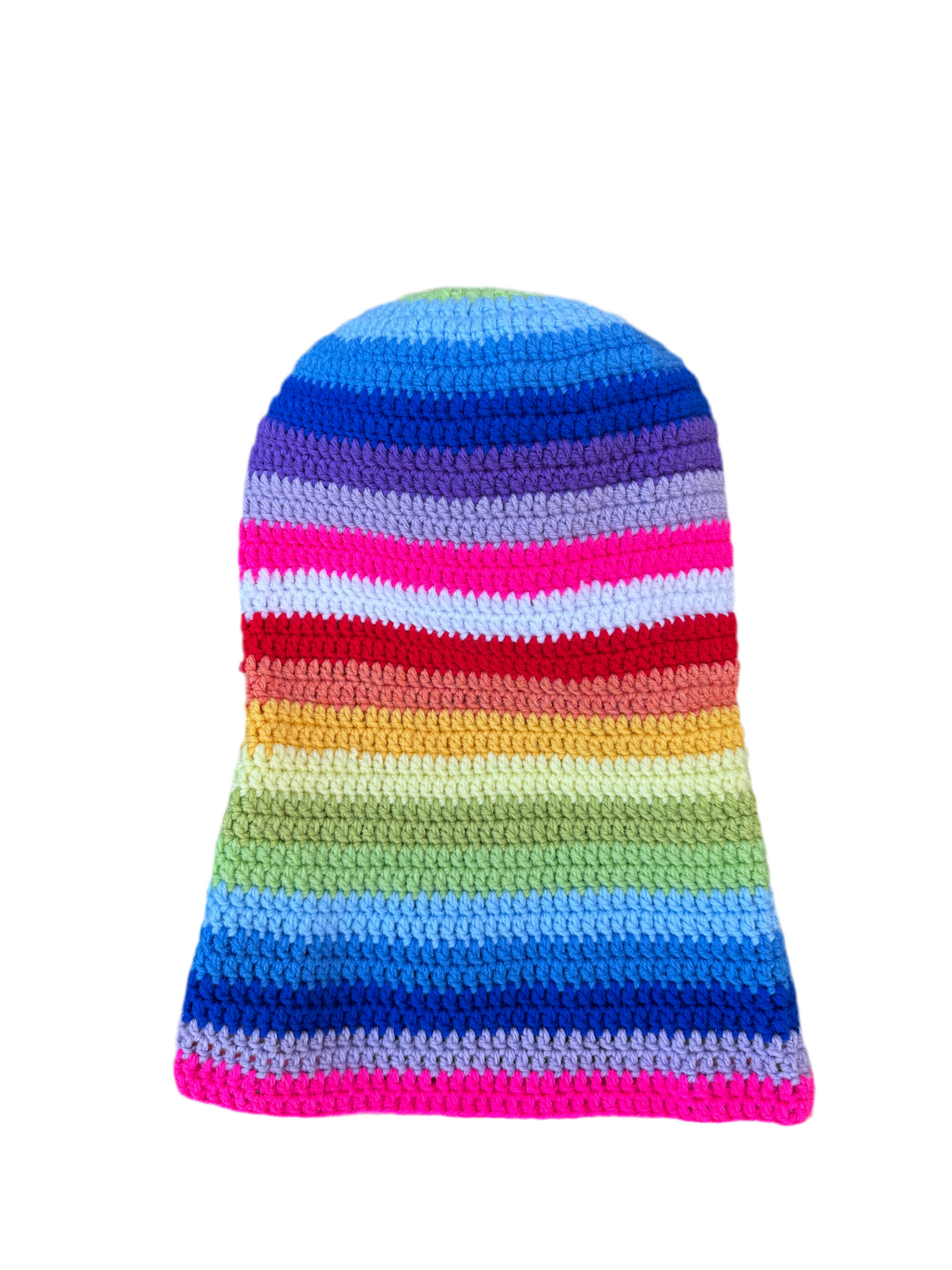Hand knitted Crochet Rainbow slouch beanie