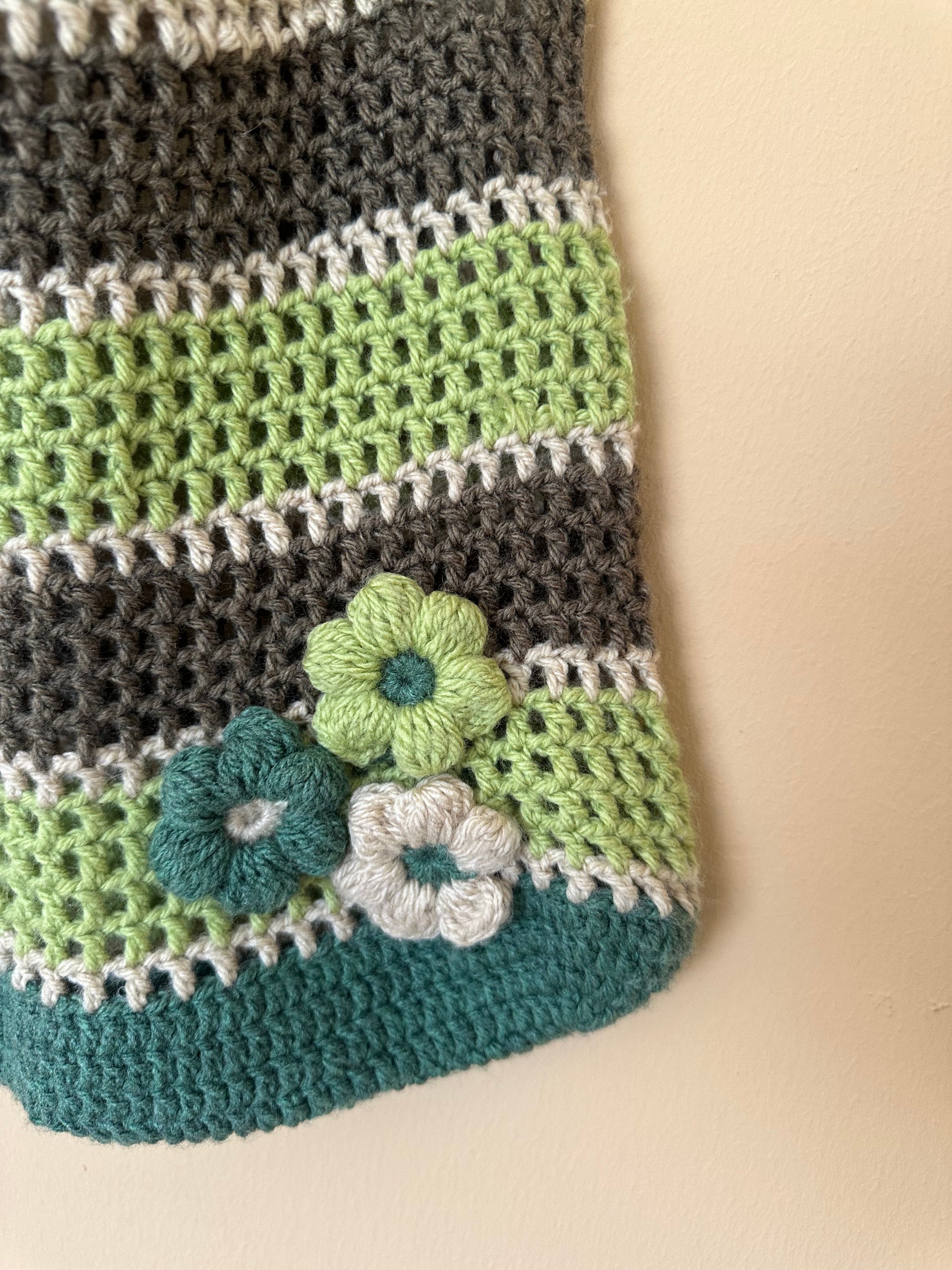 Hand Knitted Crochet Mesh tote bag