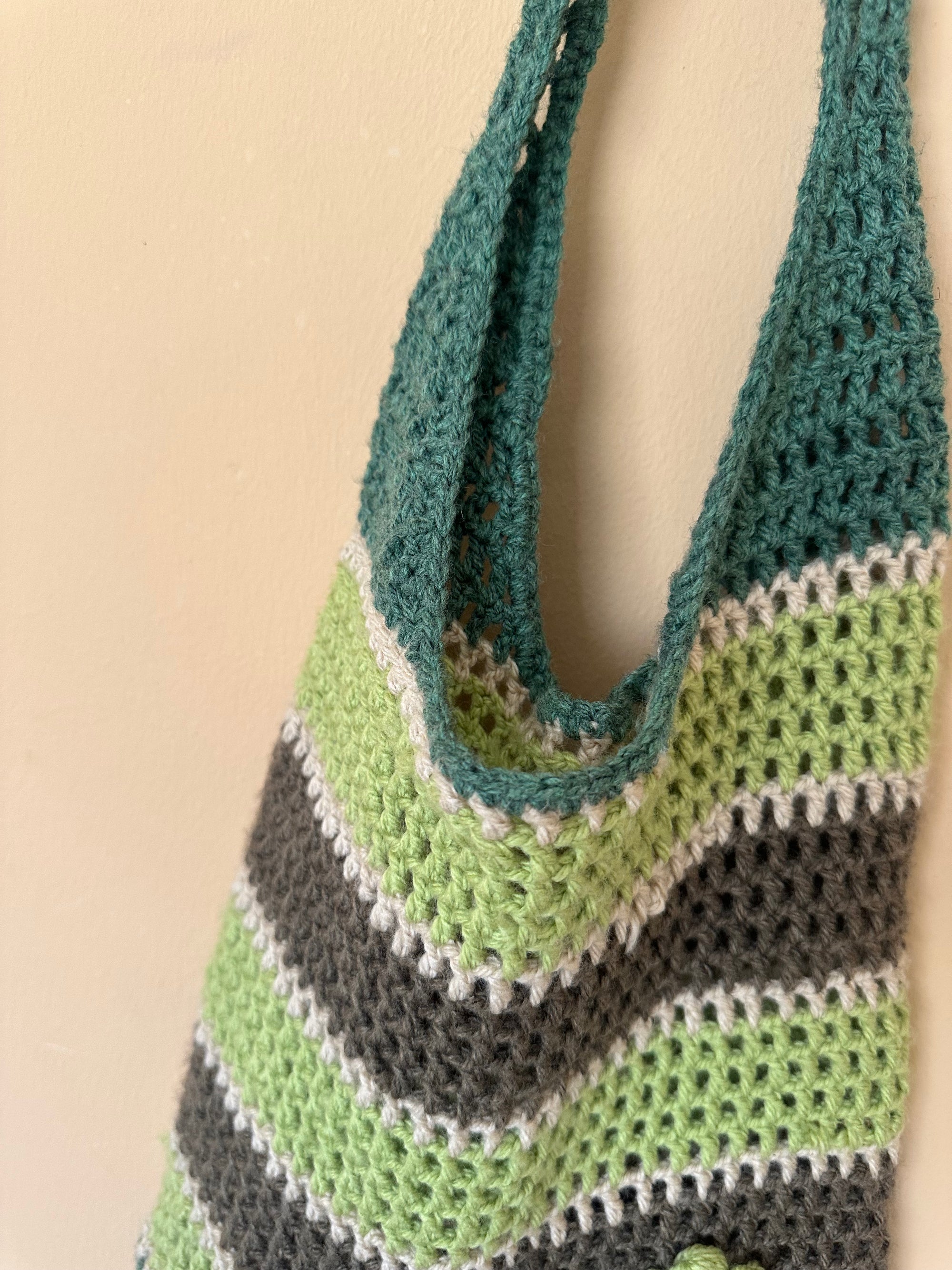 Hand Knitted Crochet Mesh tote bag