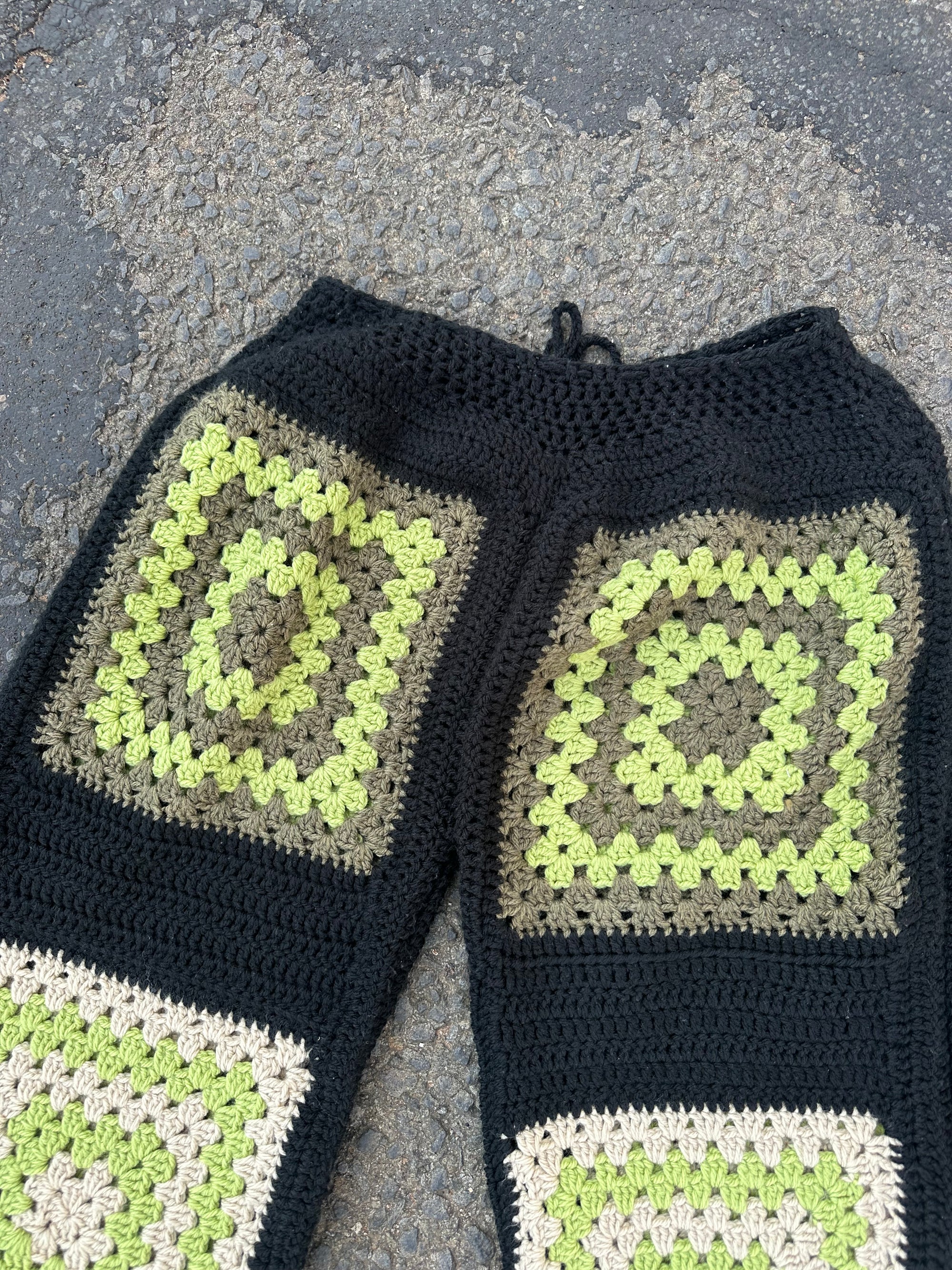 Hand Knitted Crochet long granny square pants
