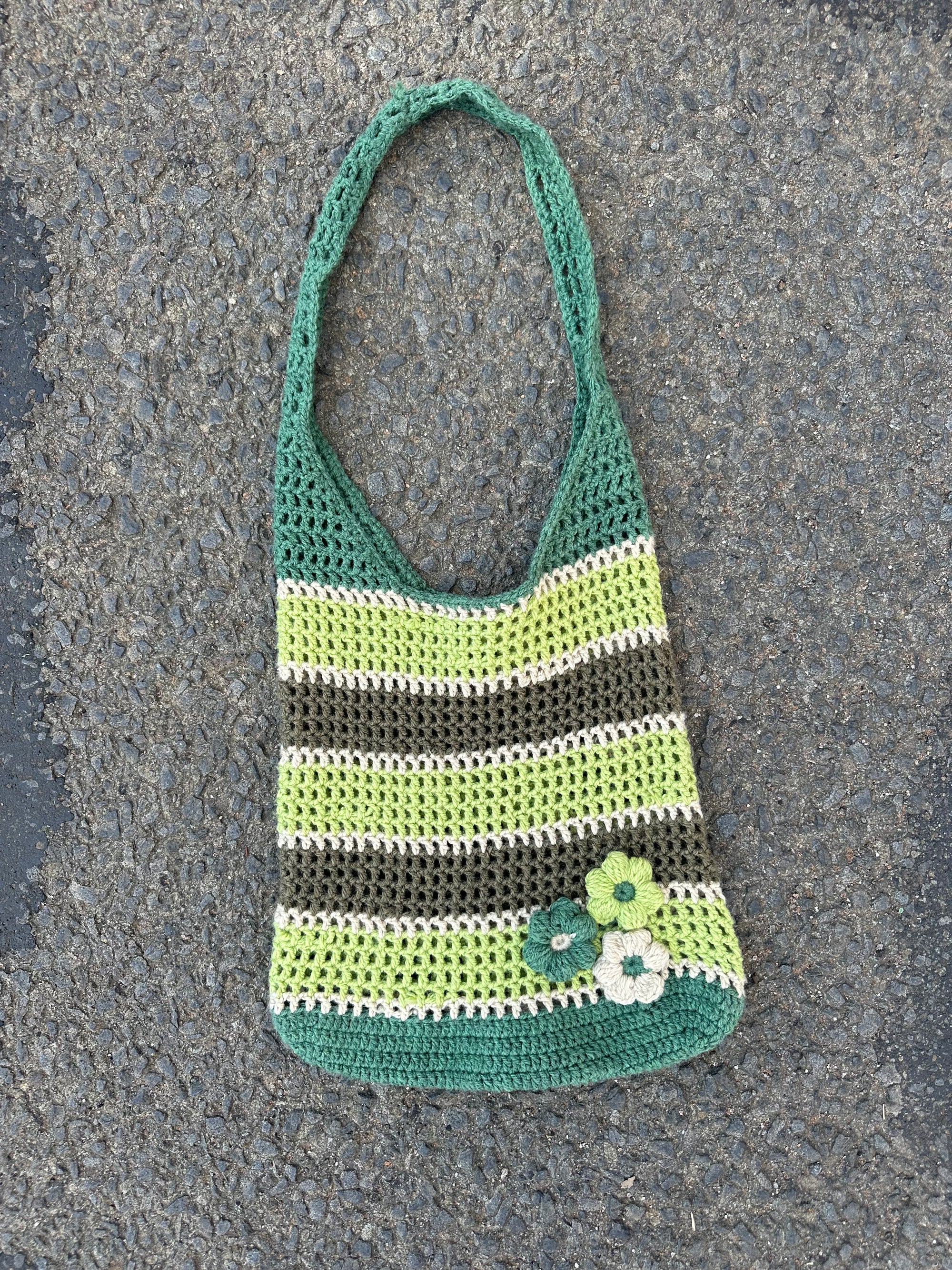 Hand Knitted Crochet Mesh tote bag