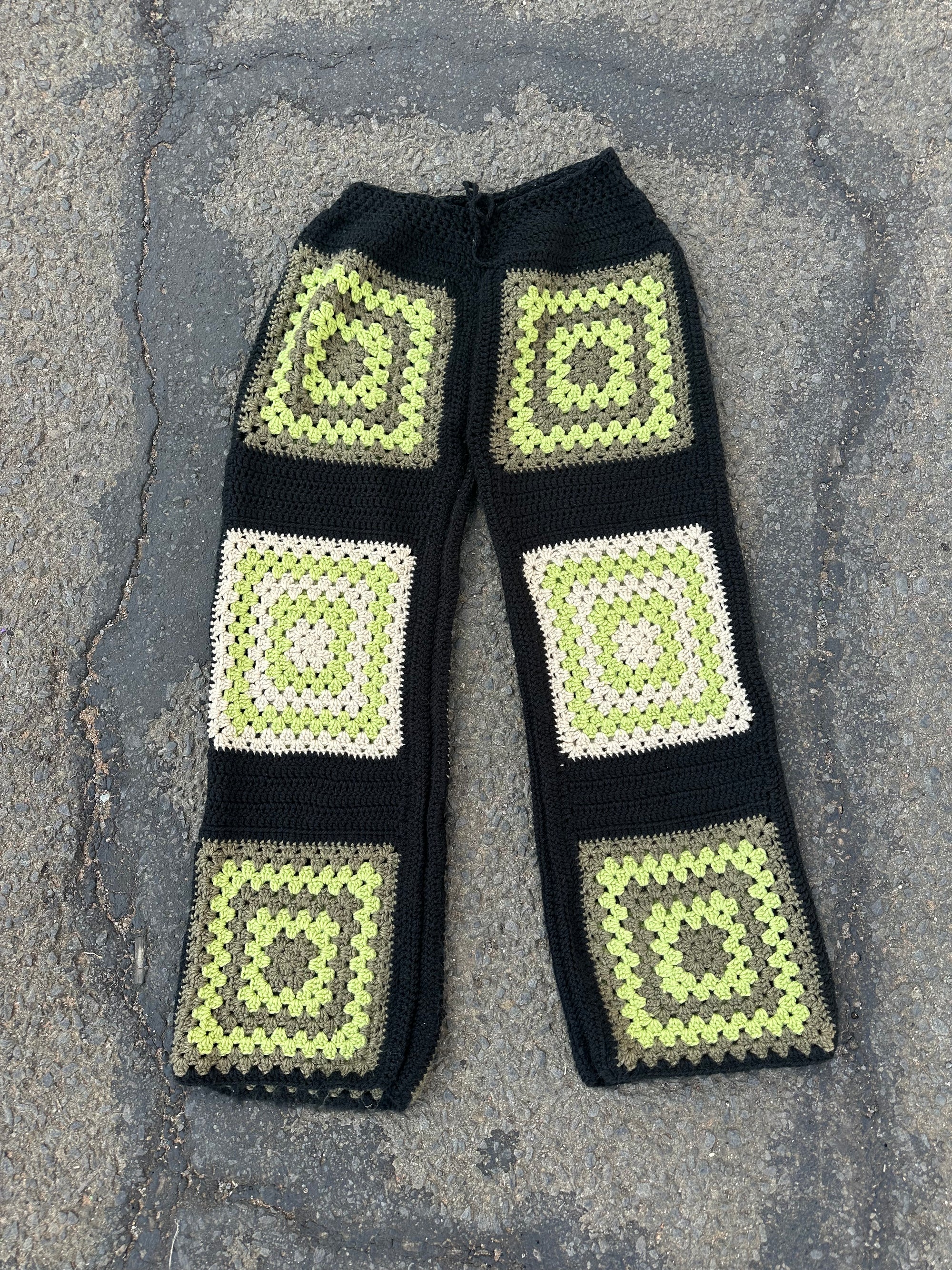 Hand Knitted Crochet long granny square pants