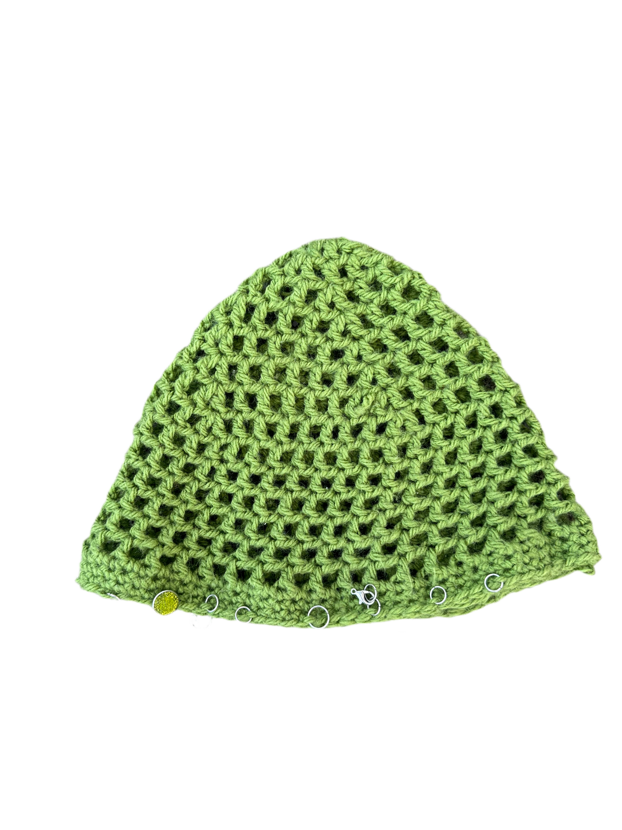 Hand Knitted Crochet Mesh hat with heads